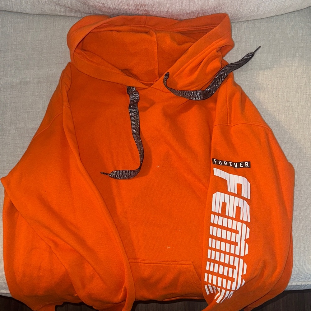Forever 21 Women's Bright Orange Graphic Pullover Hoodie